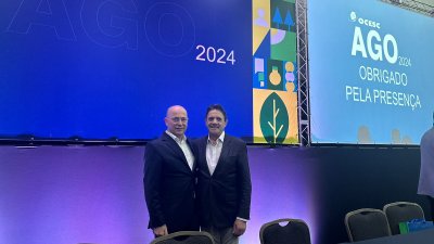  Novo presidente da OCESC Vanir Zanatta, sucede Luiz Vicente Suzin, que encerrou seu segundo mandato à frente da instituição. (Credito: Marcos Bedin/MB Comunicação Empresarial/Organizacional).