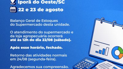 Ipor&atilde; do Oeste/SC dias 22 e 23/08