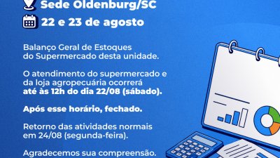 Sede Oldenburg/SC dias 22 e 23/08