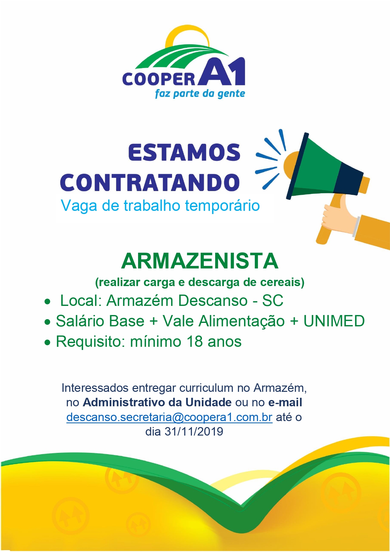 VAGA DE EMPREGO PARA DESCANSO